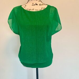 Express green sparkle layered chiffon Womens soft cotton blend blouse - sz XS